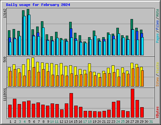 Daily usage for February 2024