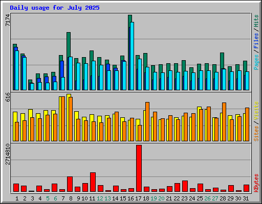 Daily usage for July 2025