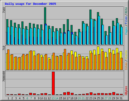 Daily usage for December 2025