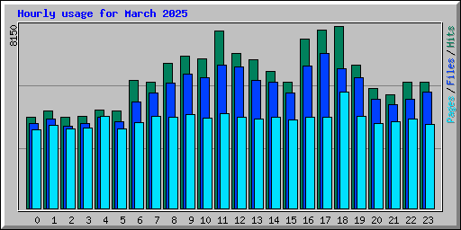 Hourly usage for March 2025